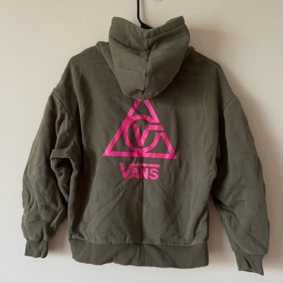 Vans | Women’s Green Sweatshirt Top Pullover Hoodie Pink Logo Casual Comfy Fall - Picture 6 of 6